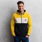 Sudadera polar para hombre, bordada con manga larga, bolsas frontales y cierre.