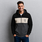 Sudadera polar para hombre, bordada con manga larga, bolsas frontales y cierre.