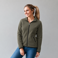 Sudadera polar para Mujer bordada Cuello alto con manga larga. bolsas frontales y cierre.
