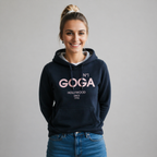Sudadera polar Dama bordada con manga larga, capucha ajustable y bolsa frontal.