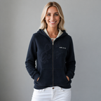 Sudadera polar para Mujer bordada, con manga larga, capucha,  bolsas frontales y cierre.