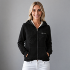 Sudadera polar para Mujer bordada, con manga larga, capucha,  bolsas frontales y cierre.
