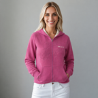 Sudadera polar para Mujer bordada, con manga larga, capucha,  bolsas frontales y cierre.