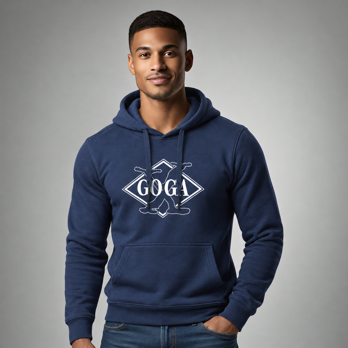 Sudadera Felpa para hombre, bordada con manga larga, bolsas frontales.