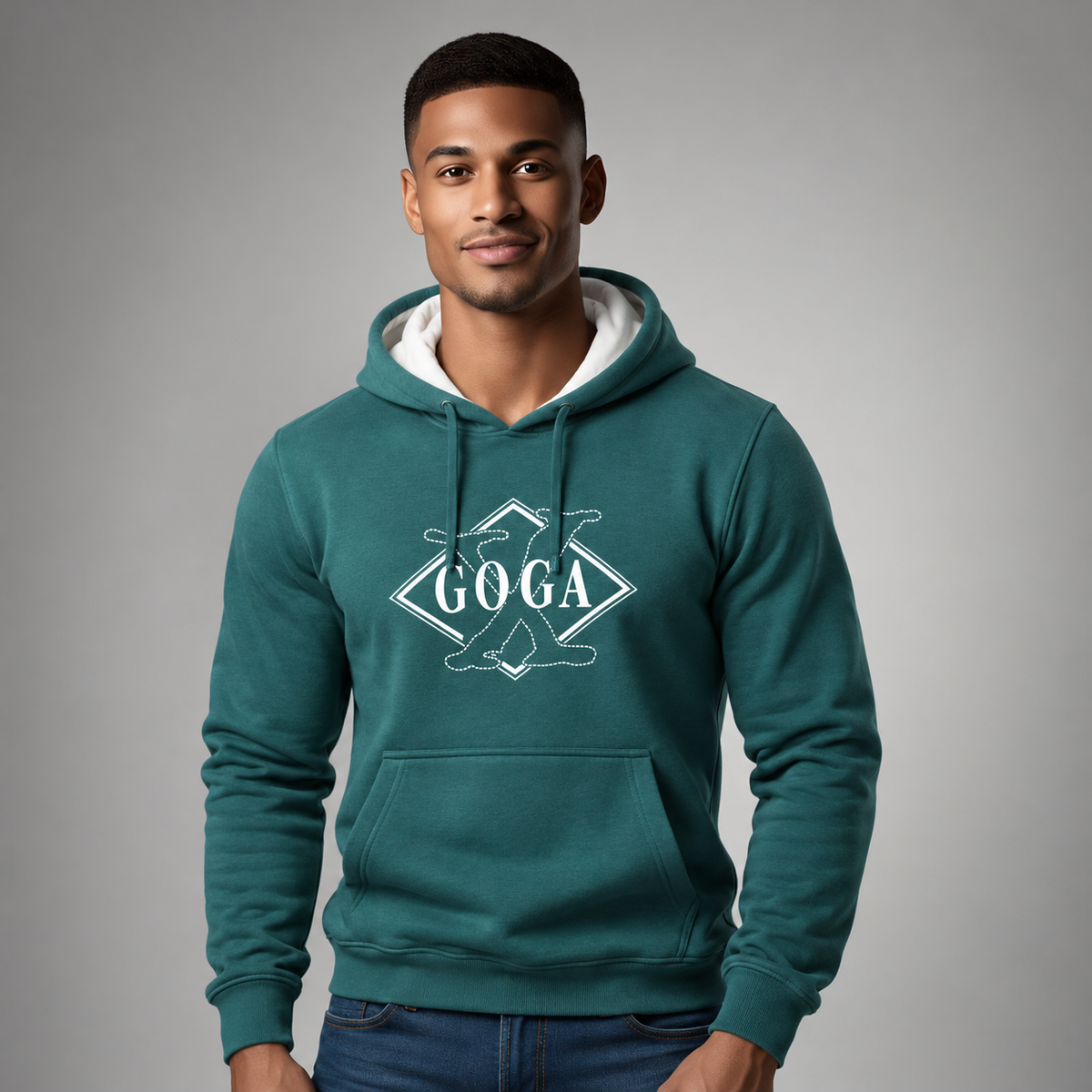 Sudadera Felpa para hombre, bordada con manga larga, bolsas frontales.