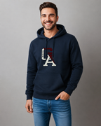 Sudadera felpa para hombre, Bordada con manga larga. capucha ajustable y bolsas frontales.