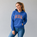 Sudadera felpa para Mujer con manga larga, capucha ajustable, bolsas frontales y cierre.