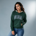 Sudadera felpa para Mujer con manga larga, capucha ajustable, bolsas frontales y cierre.