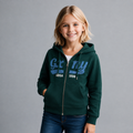Sudadera Felpa bordada con capucha ajustable para niña , bolsas frontales y cierre