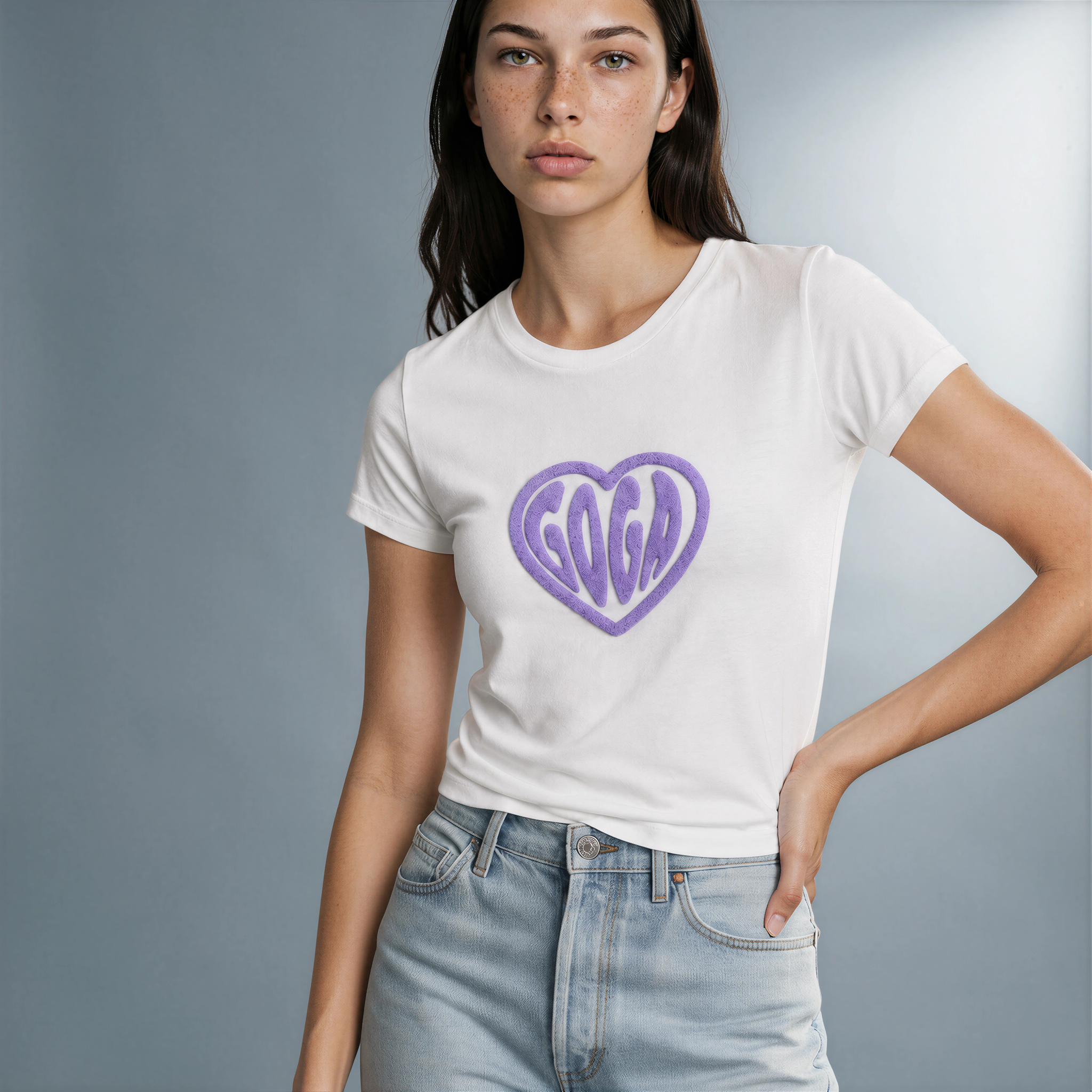 Playera Goga Heart Manga Corta con Bordado