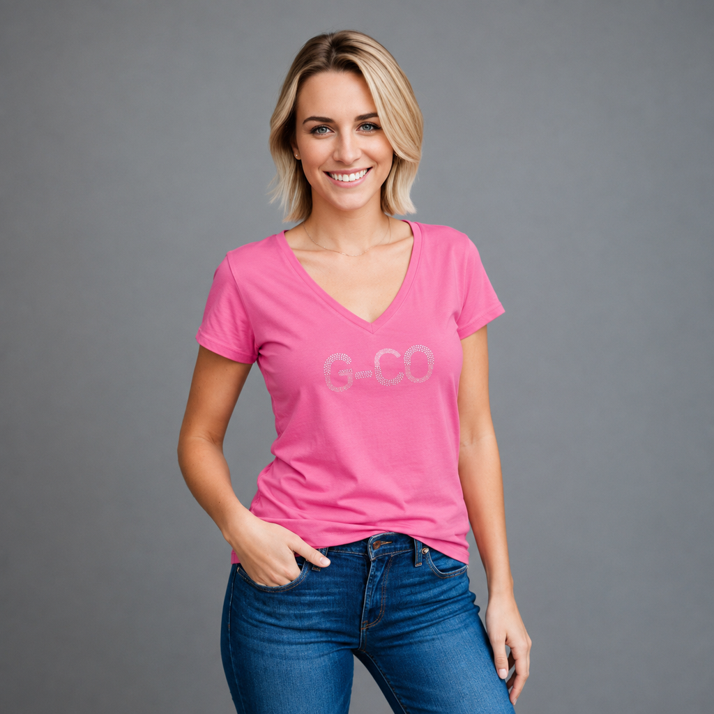 Playera de Pedrerí­a para Mujer Cuello en V