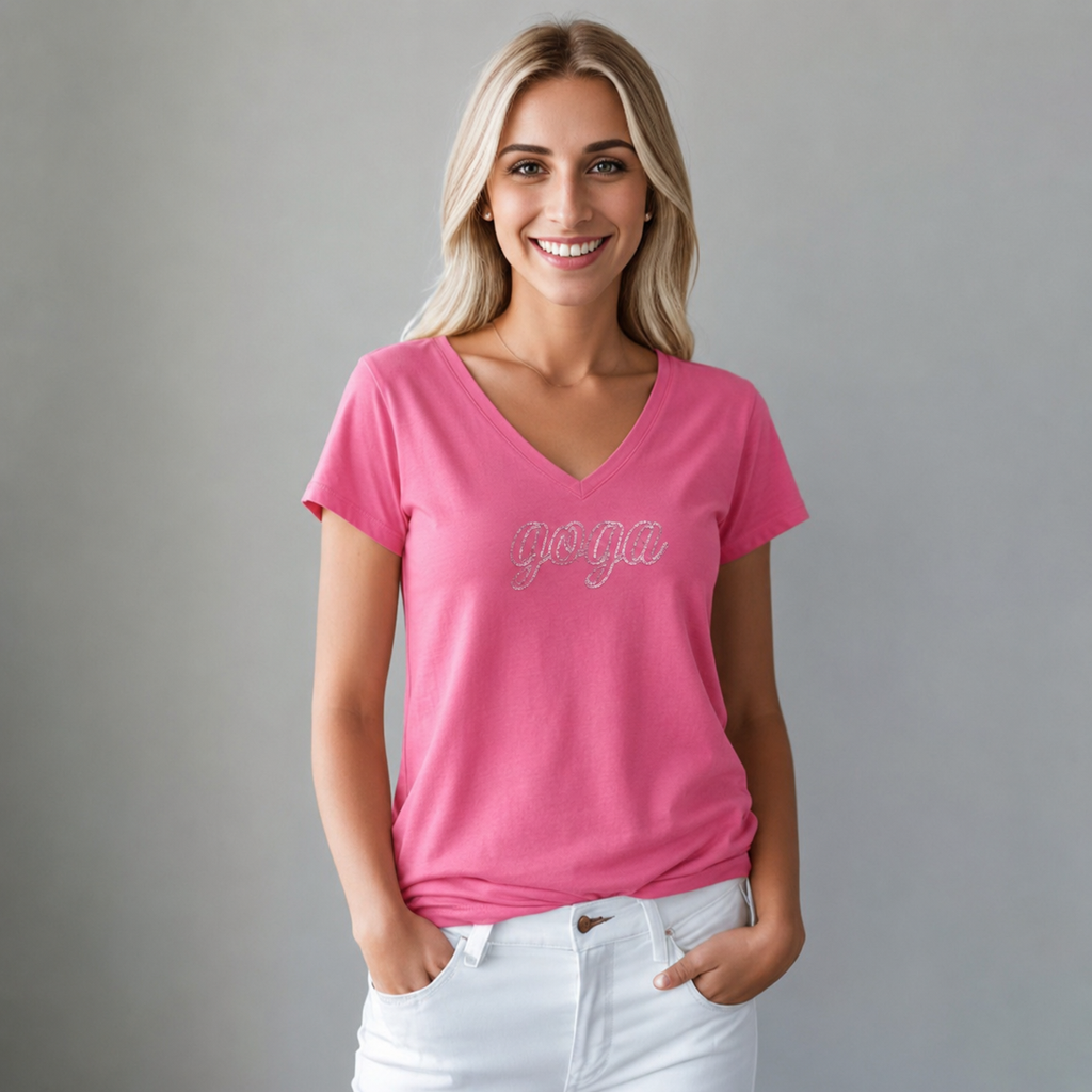 Playera Bordada para mujer cuello en V
