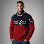 Sudadera polar bordada de cuello alto, con manga larga, bolsas frontales y cierre