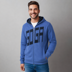 Sudadera polar para hombre, bordada con manga larga, bolsas frontales y cierre.