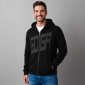 Sudadera polar para hombre, bordada con manga larga, bolsas frontales y cierre.
