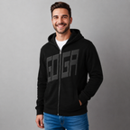 Sudadera polar para hombre, bordada con manga larga, bolsas frontales y cierre.