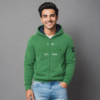 Sudadera polar para hombre, bordada con manga larga, bolsas frontales y cierre.