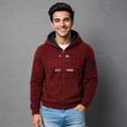 Sudadera polar para hombre, bordada con manga larga, bolsas frontales y cierre.