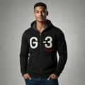 Sudadera polar para hombre, bordada con manga larga, bolsas frontales y cierre.