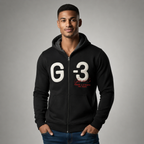 Sudadera polar para hombre, bordada con manga larga, bolsas frontales y cierre.