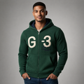 Sudadera polar para hombre, bordada con manga larga, bolsas frontales y cierre.