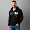 Sudadera polar para hombre, bordada con manga larga, bolsas frontales y cierre.