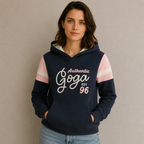 Sudadera polar Dama bordada con manga larga, capucha ajustable y bolsa frontal.