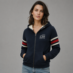 Sudadera polar para Mujer bordada, con manga larga, bolsas frontales y cierre.