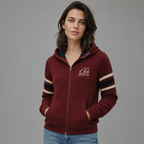 Sudadera polar para Mujer bordada, con manga larga, bolsas frontales y cierre.