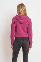 Sudadera polar para Mujer bordada, con manga larga, bolsas frontales y cierre.