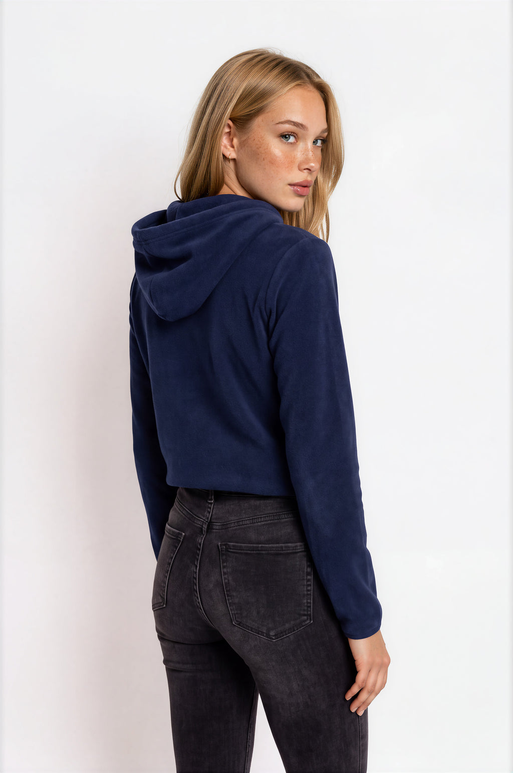 Sudadera polar para Mujer bordada, con manga larga, bolsas frontales y cierre.