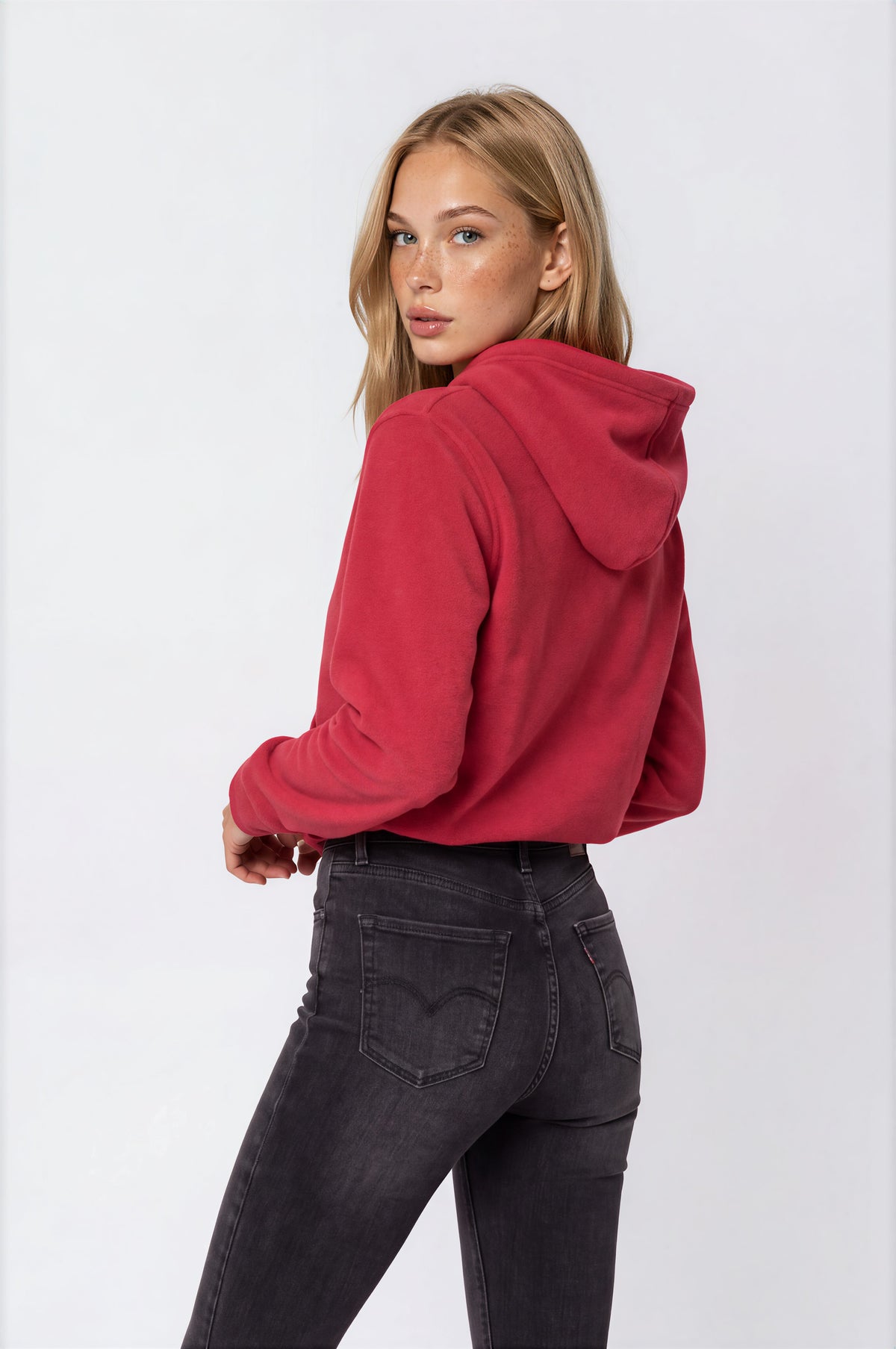 Sudadera polar para Mujer bordada, con manga larga, bolsas frontales y cierre.