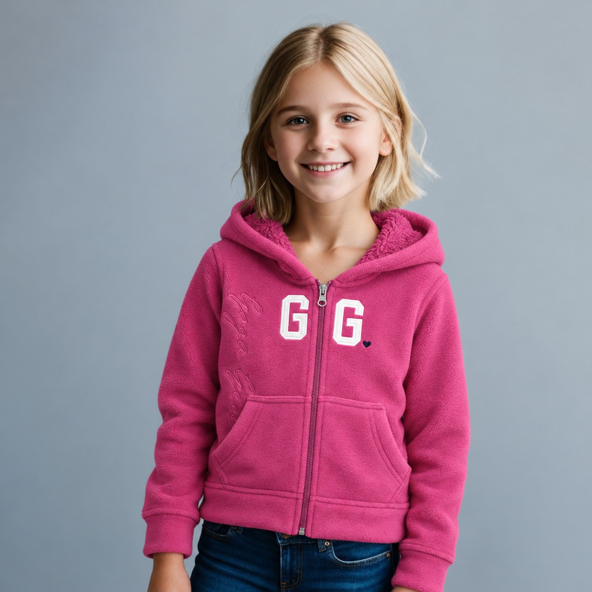 Sudadera Sherpa Bordada con Cierre