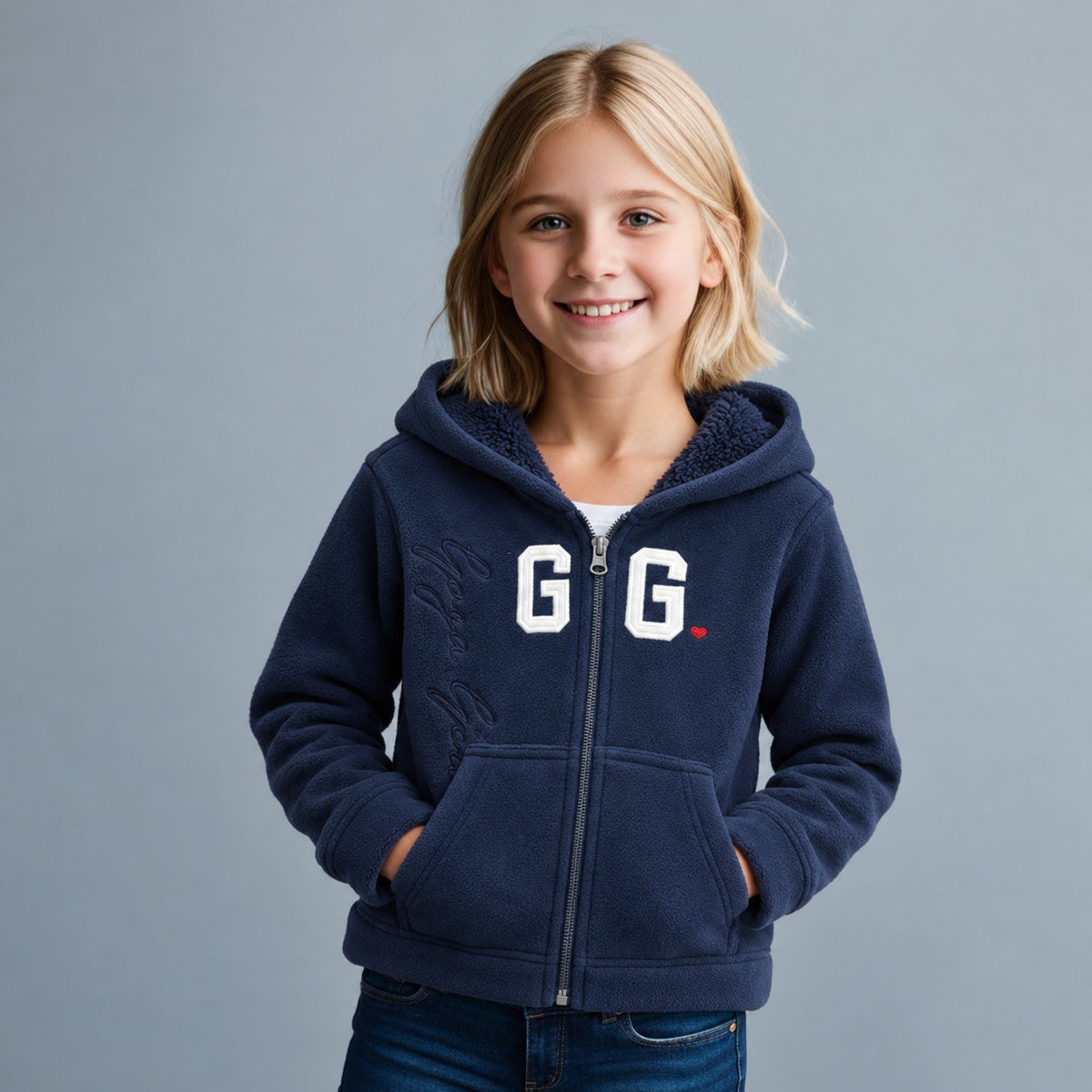 Sudadera Sherpa Bordada con Cierre