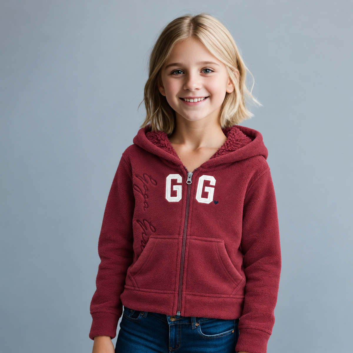 Sudadera Sherpa Bordada con Cierre