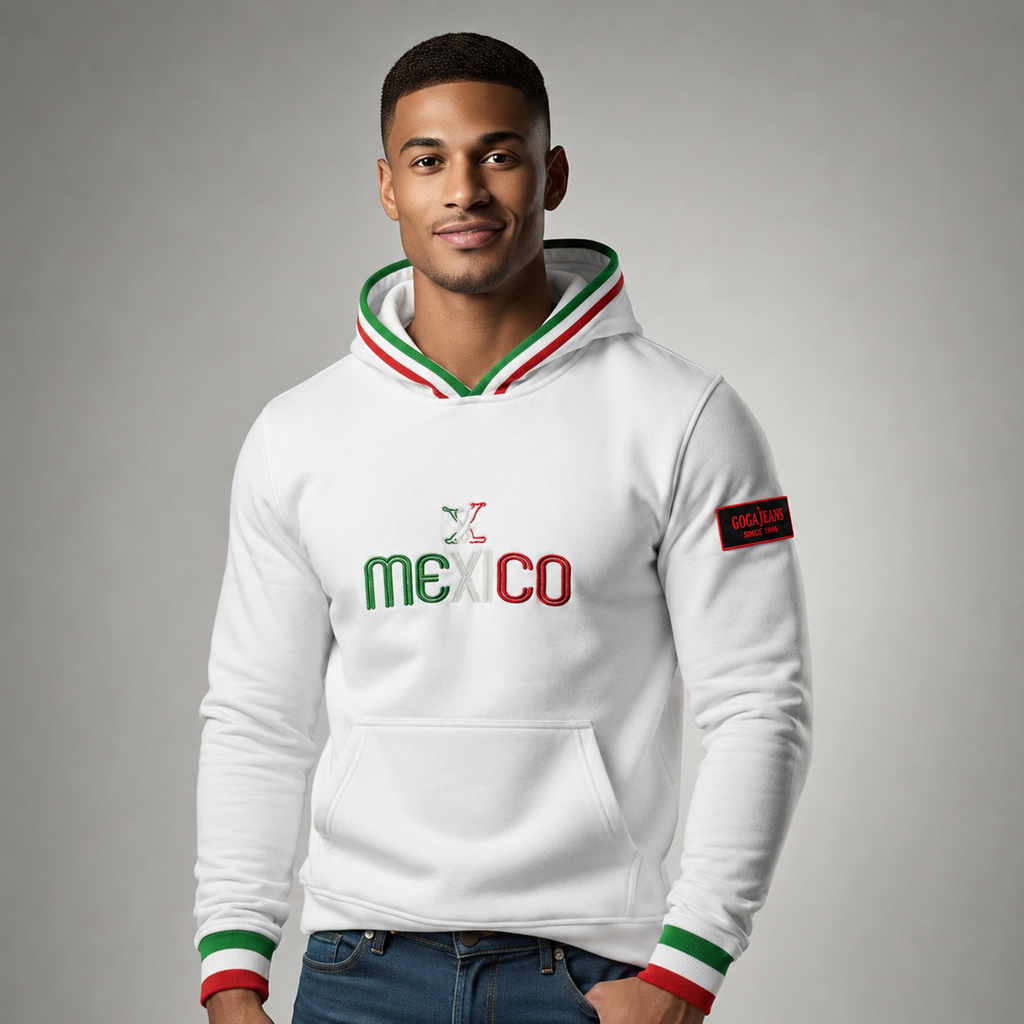 Sudadera felpa para hombre, Bordada con manga larga. capucha ajustable y bolsas frontales.