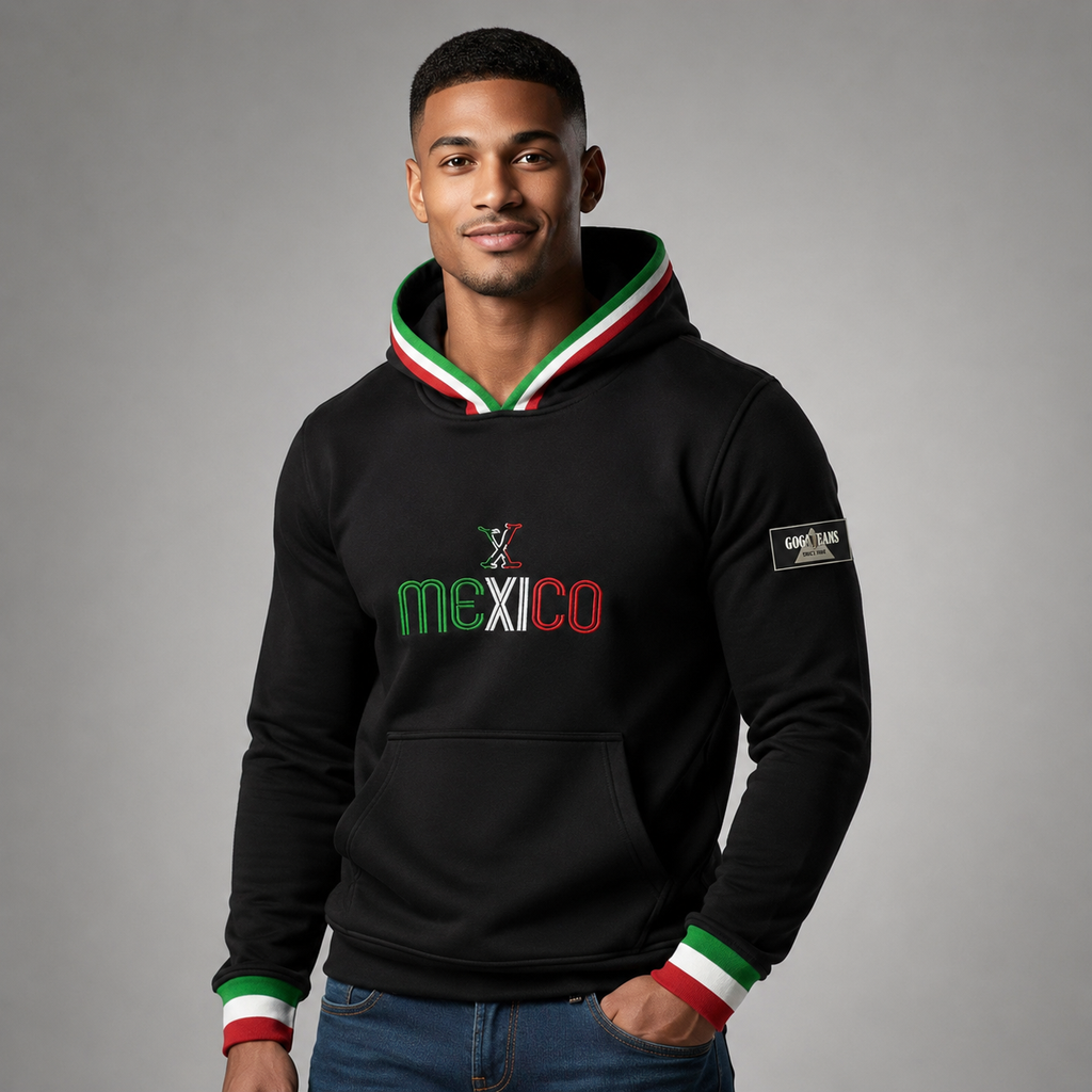 Sudadera felpa para hombre, Bordada con manga larga. capucha ajustable y bolsas frontales.