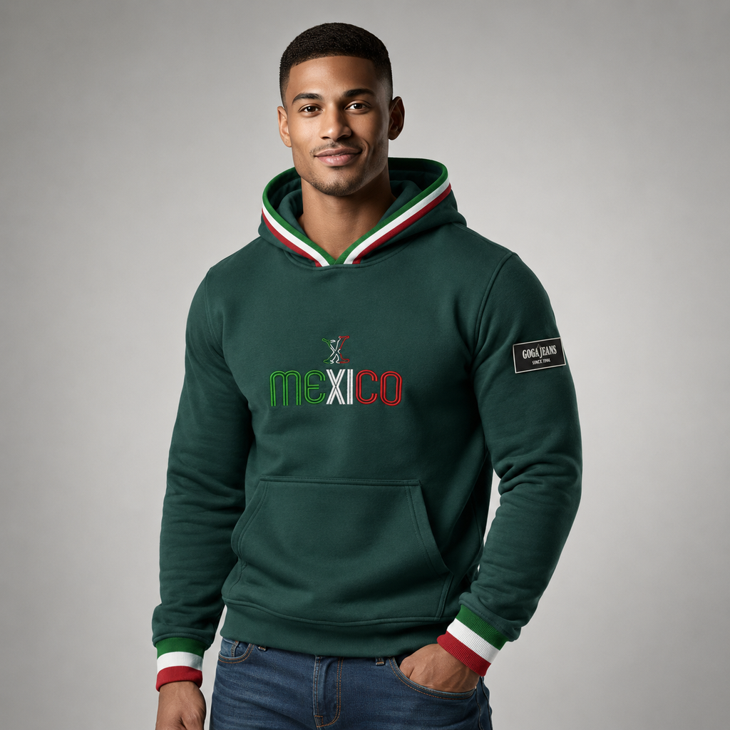 Sudadera felpa para hombre, Bordada con manga larga. capucha ajustable y bolsas frontales.