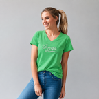 Playera de Pedrerí­a y Bordada para Mujer Cuello en V