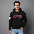 Sudadera polar para hombre, bordada con manga larga, capucha ajustable, bolsas frontales.