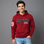Sudadera polar para hombre, bordada con manga larga, capucha ajustable, bolsas frontales.