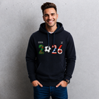 Sudadera polar para hombre, bordada con manga larga, capucha ajustable, bolsas frontales.