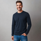 Playera Básica para hombre Cuello Redondo, Manga Larga.