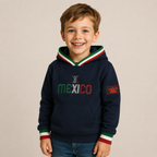 Sudadera felpa Niño bordada con manga larga, capucha ajustable, bolsas frontales.