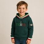 Sudadera felpa Niño bordada con manga larga, capucha ajustable, bolsas frontales.