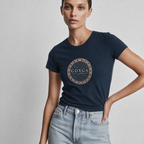 Playera de Pedrerí­a y Estampada para Mujer