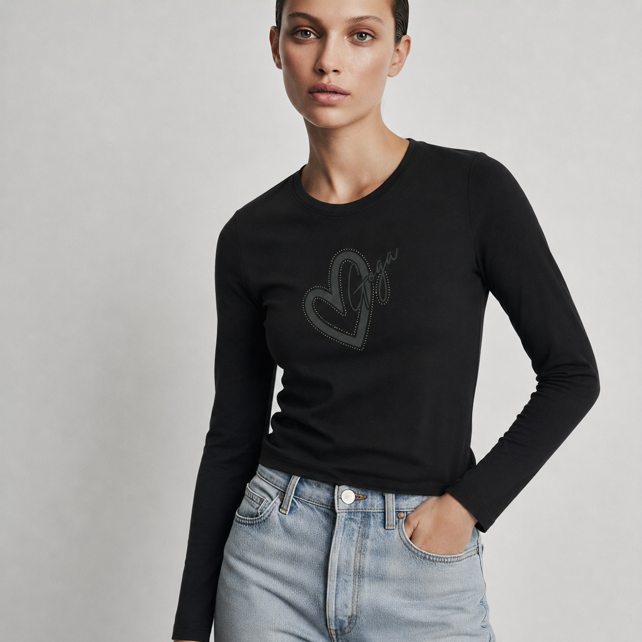 Playera Estampada/Pedrería para mujer
