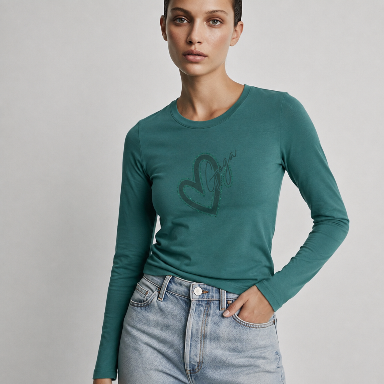 Playera Estampada/Pedrería para mujer