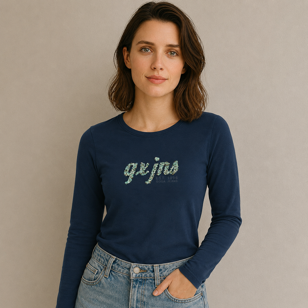 Playera Estampada/Pedrería para mujer