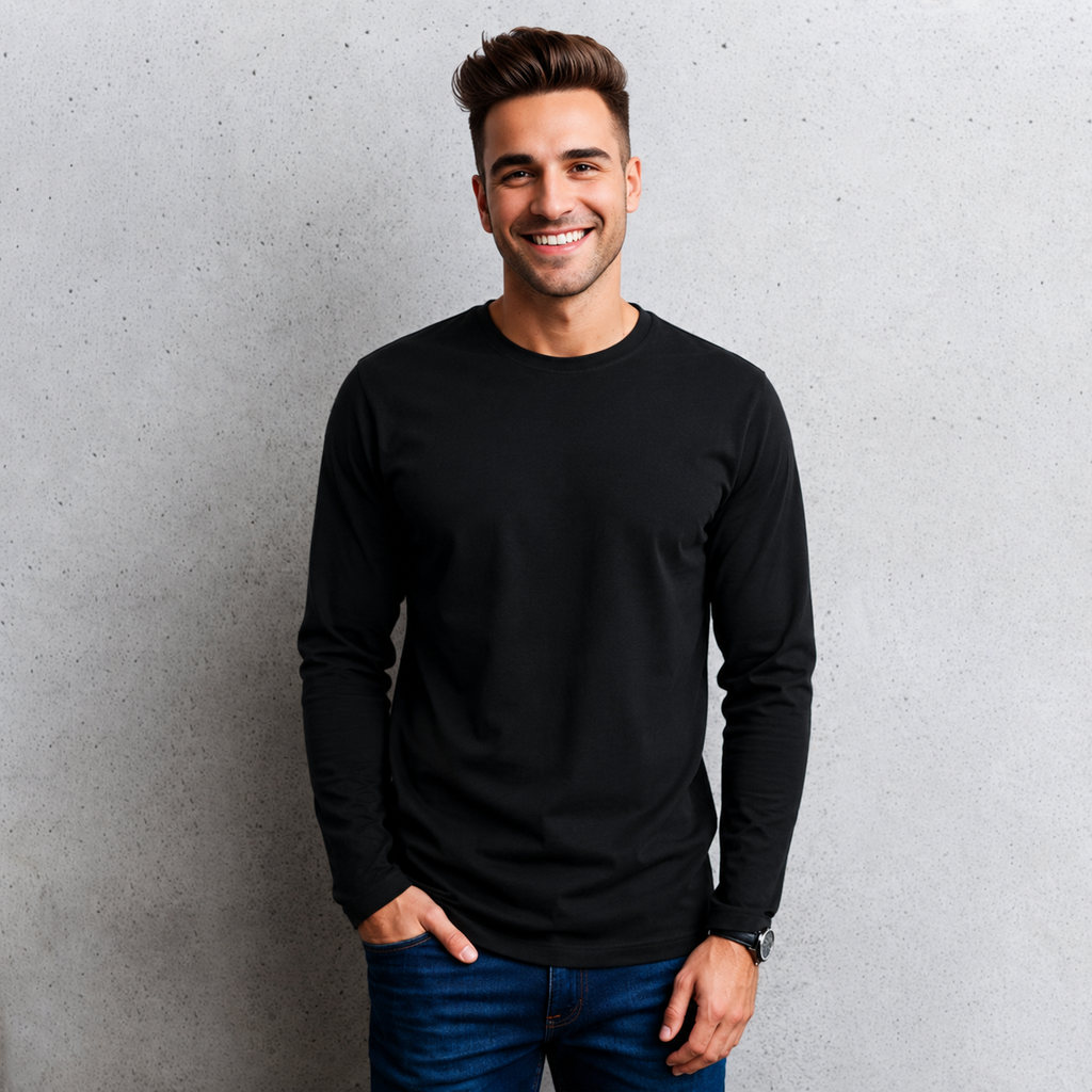 Playera Lisa Básica Cuello Redondo Manga Larga